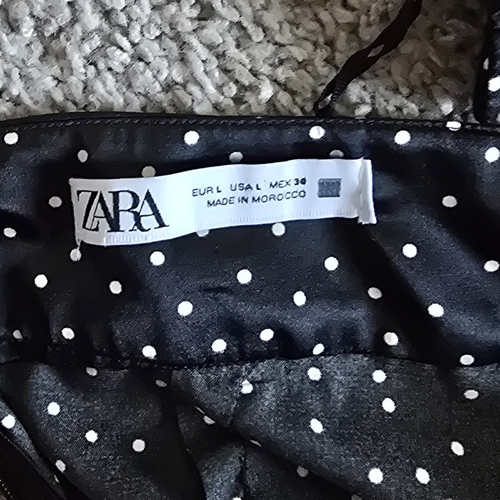 Zara Black and White Polkadot Crossover Dress With Spaghetti Straps - Picture 10 of 10
